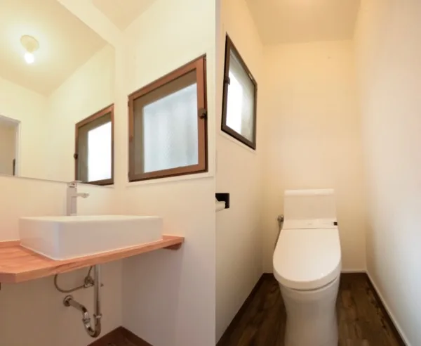 15坪の美容室の既存を活かしたシンプルだけどクリーンなトイレ