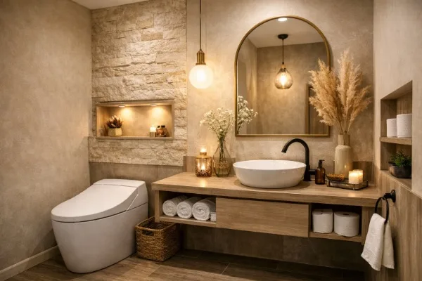 洞窟感のある美容室のトイレ内装