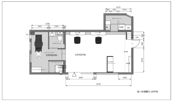 10坪美容室内装図面_itti様